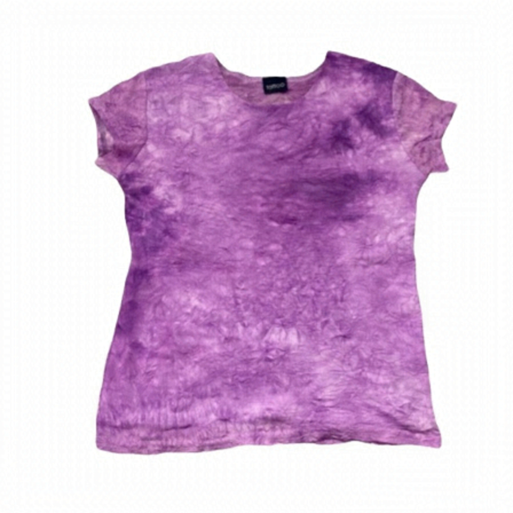 90’S Y2K sheer back purple tie dye crinkle t-shirt
